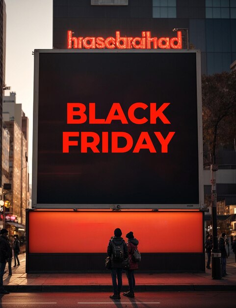 Photo black friday sales people buying outdoors cinematic