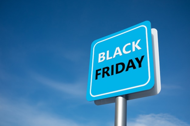 Black friday sales signage, street signage concept with bluesky.