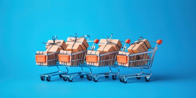 Black friday shopping carts and fancy gift boxes