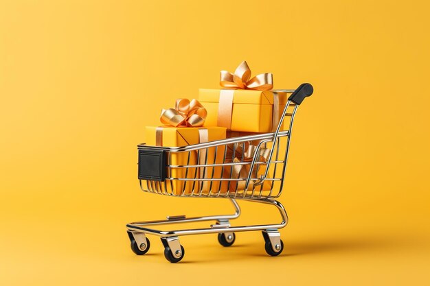 Black friday shopping carts and fancy gift boxes