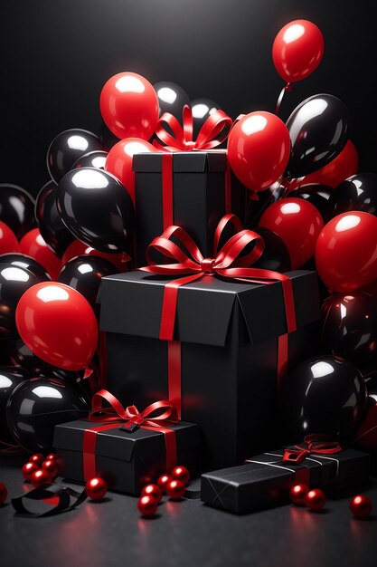 Black Friday shopping with balloons and gift boxes ultra hd