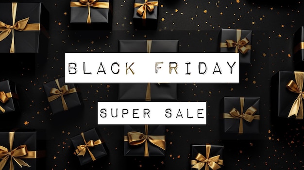 Black Friday Super Sale Dark background text lettering Banner