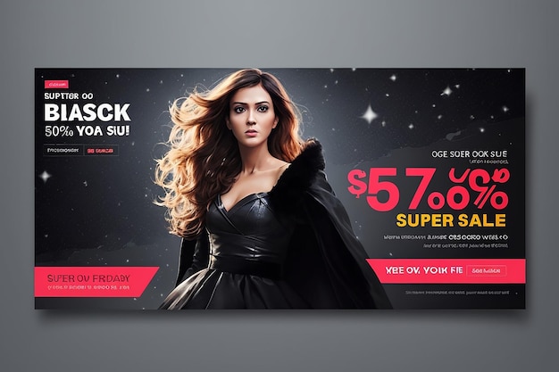 Black friday super sale facebook cover template