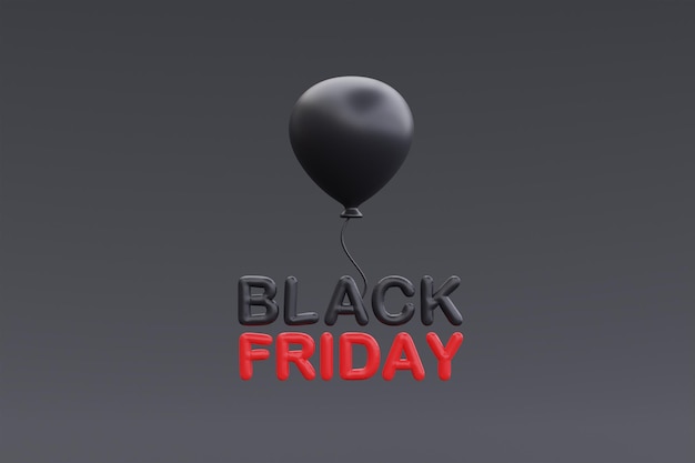 Foto super vendita del black friday con rendering 3d di promozione di natale e felice anno nuovo in mongolfiera