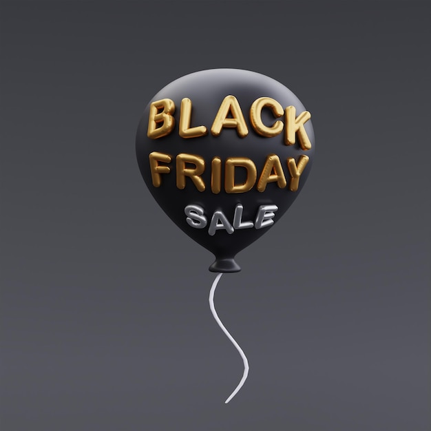 Super vendita del black friday con rendering 3d di promozione di natale e felice anno nuovo in mongolfiera