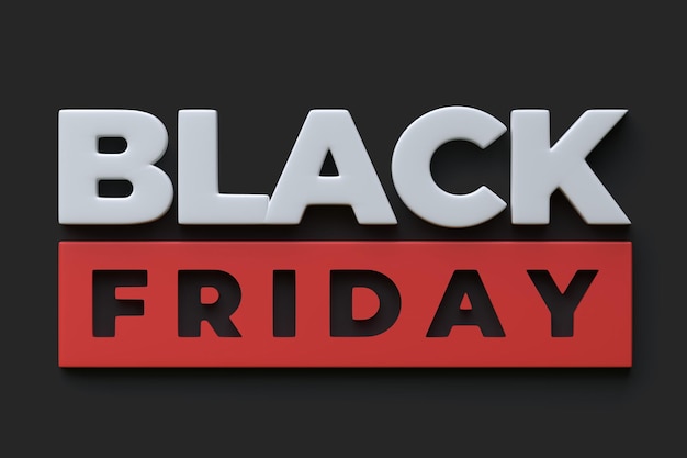 Black Friday text on black background 3D render illustration