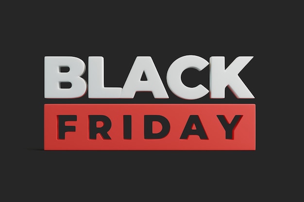 Black Friday text on black background 3D render illustration