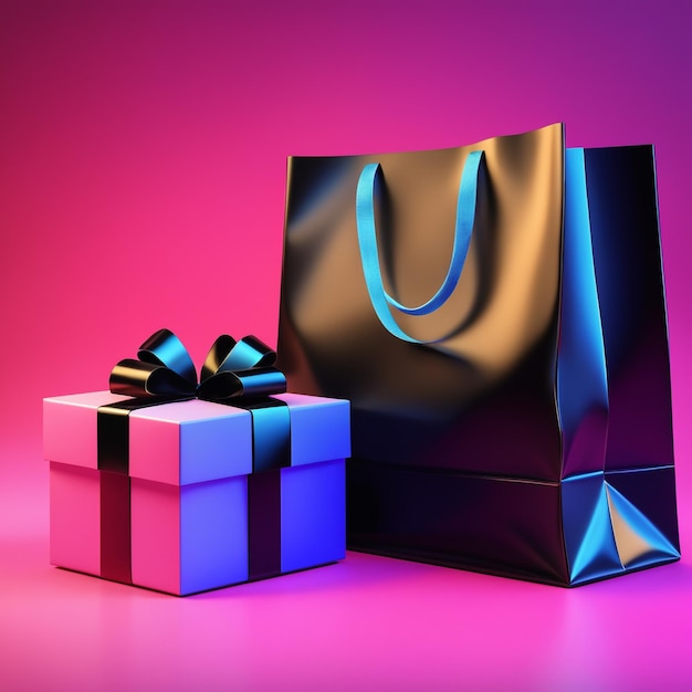 black friday wirh shpping bag and gift box Online Shopping Concept in black friday