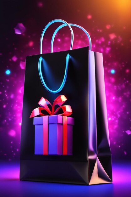 Black friday wirh shpping bag and gift box online shopping concept in black friday