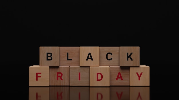 Black friday on wooden cubes