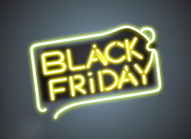 black Friday yellow glowing neon icon red