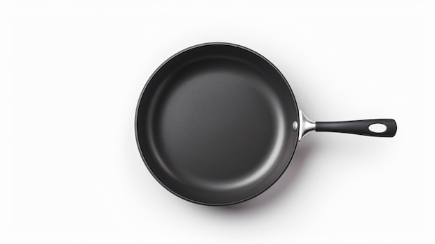 Black fry pan isolated on white background