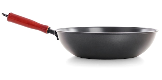 Black frying pan isolated