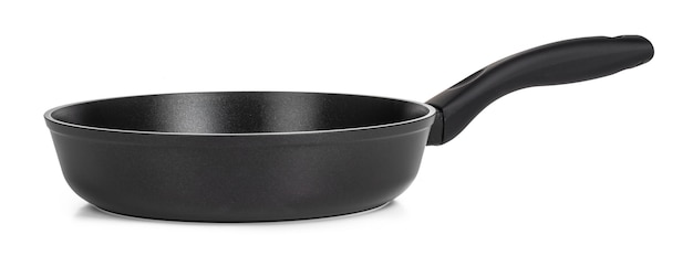 Black frying pan isolated