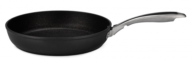 Black frying pan isolated