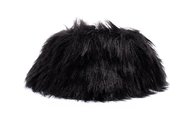 Black fur scarf isolated on white background