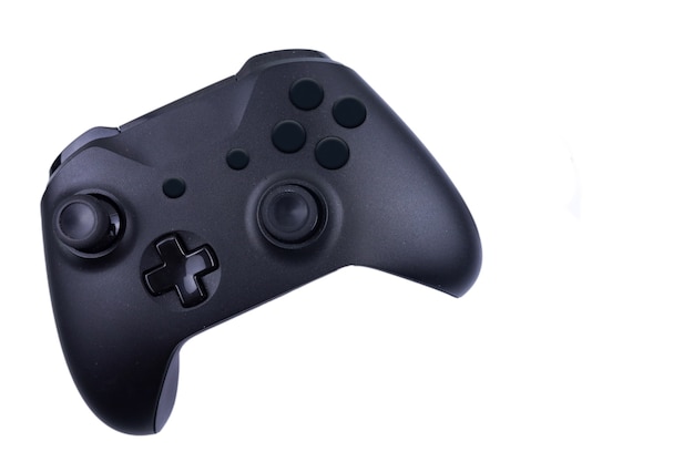 black gaming gamepad with joysticks