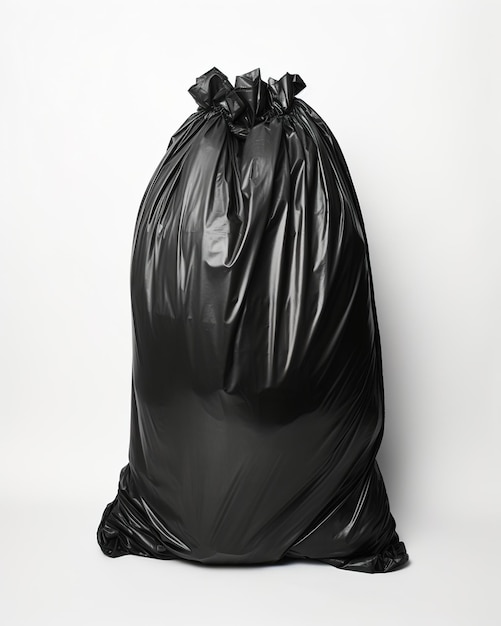 Photo black garbage bag full of trash