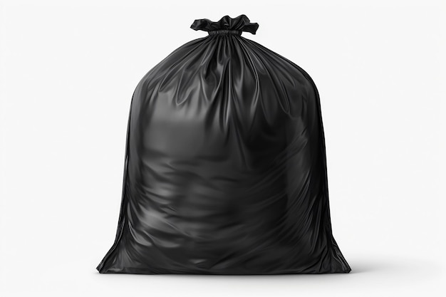 Photo black garbage bag isolated on transparent background