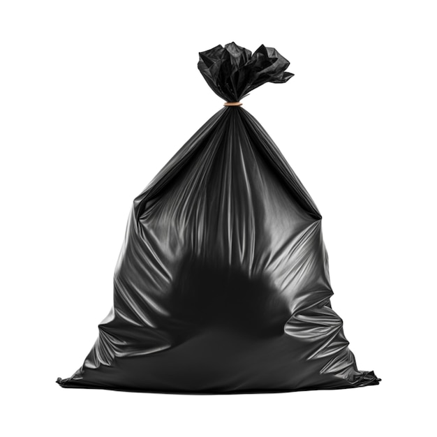 Un sacchetto della spazzatura nero isolato su uno sfondo trasparente