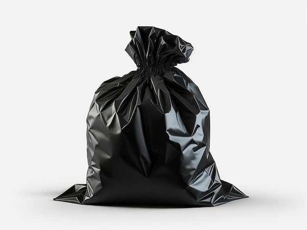 black garbage bag isolated on transparent or white background