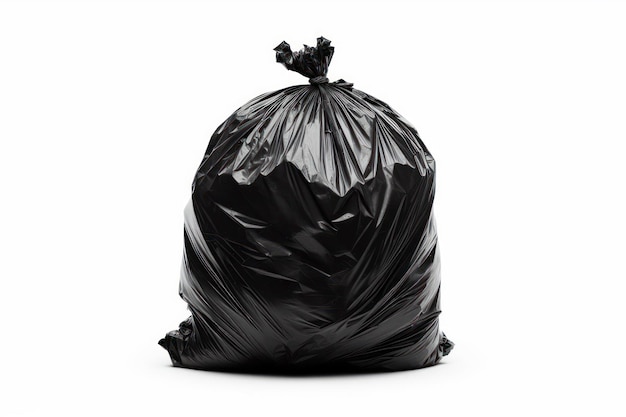 Black garbage bag isolated on white background ai generative