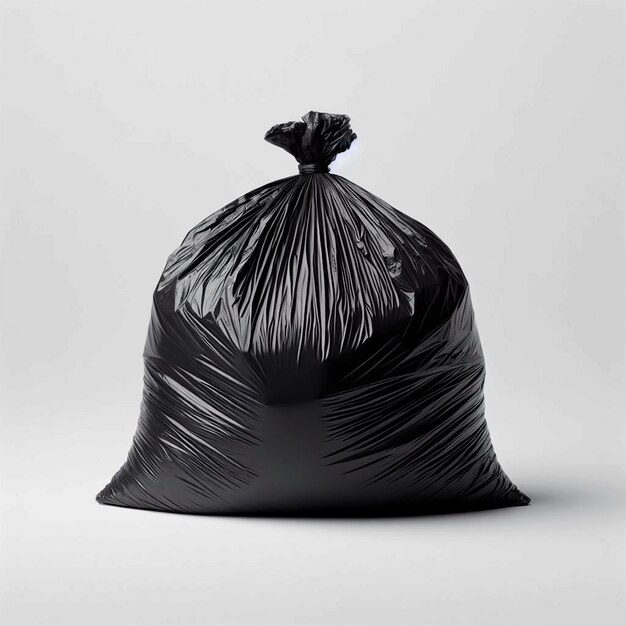 a black garbage bag with a black plastic bag that says  garbage