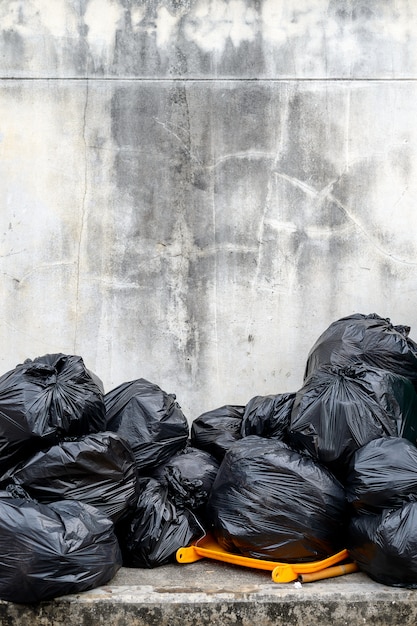 Photo black garbage bag