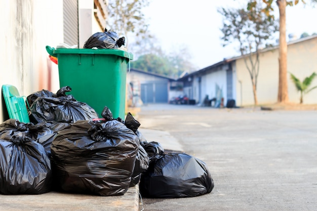 Photo black garbage bag