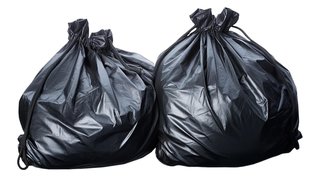 Black garbage bags isolated in no background Clipping path