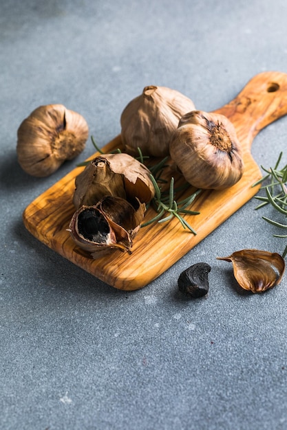 Black garlic health food made by fermenting garlic