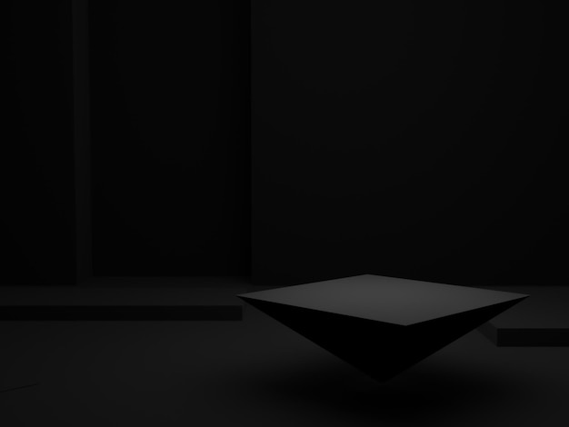黒の幾何学的な表彰台の暗い背景