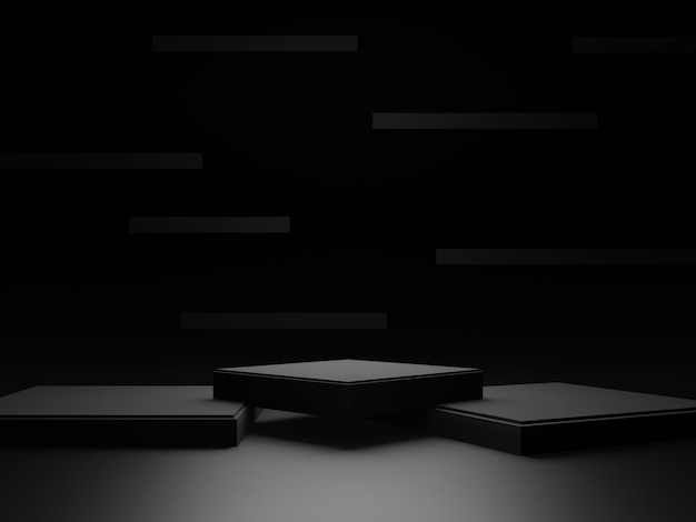 黒の幾何学的な表彰台の暗い背景