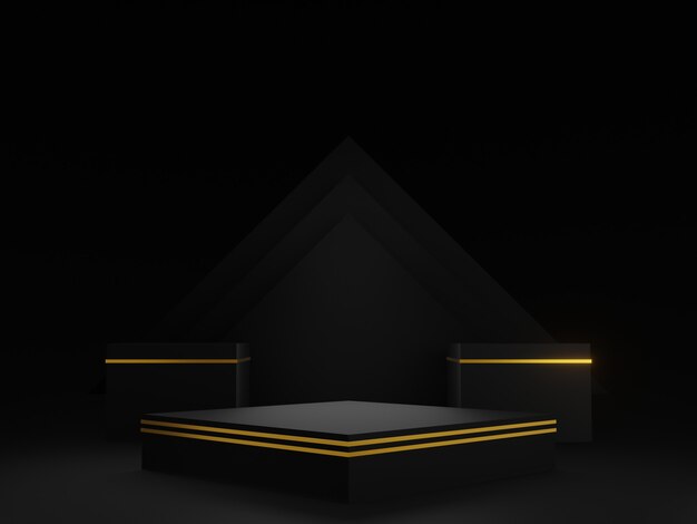 Black geometric podium