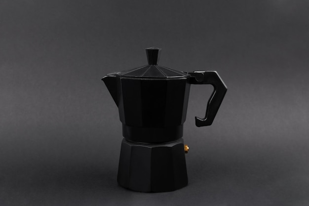 Black Geyser Coffee Maker isolated on grey background Camping equipment