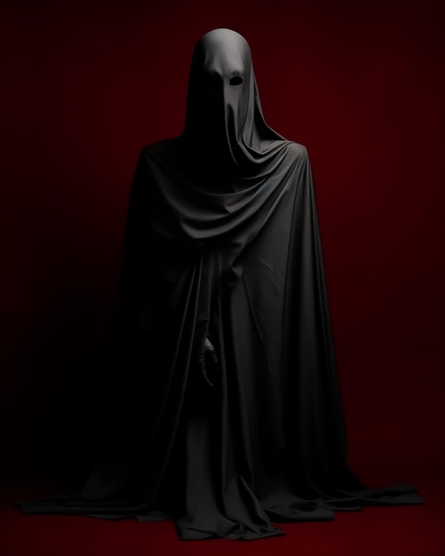 A black ghost in formal black suit