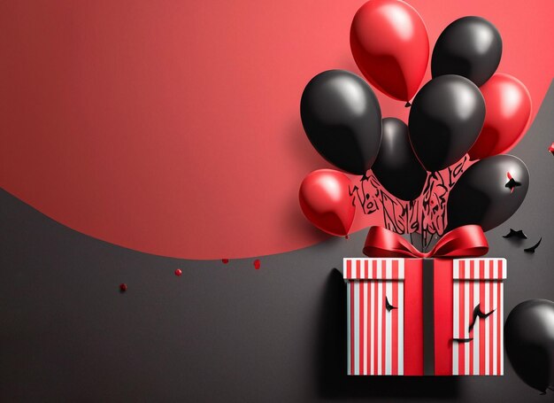 black gift and balloon bunch