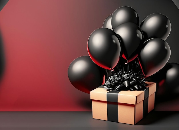 black gift and balloon bunch