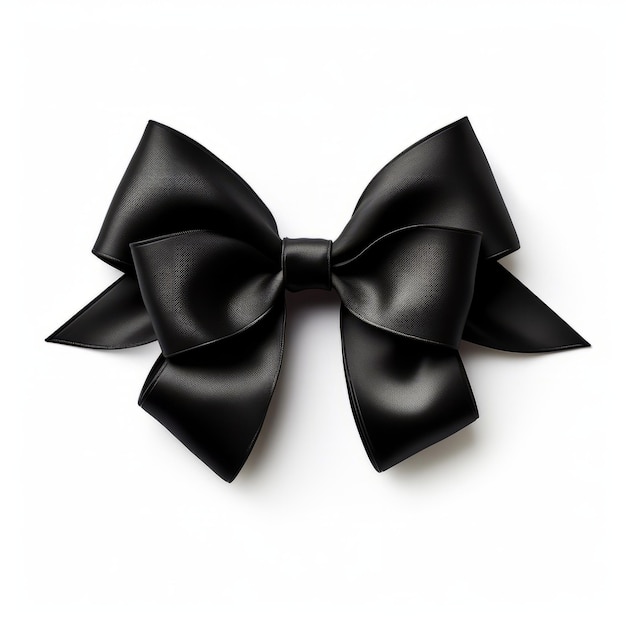 a black gift bow isolated on a plain white background
