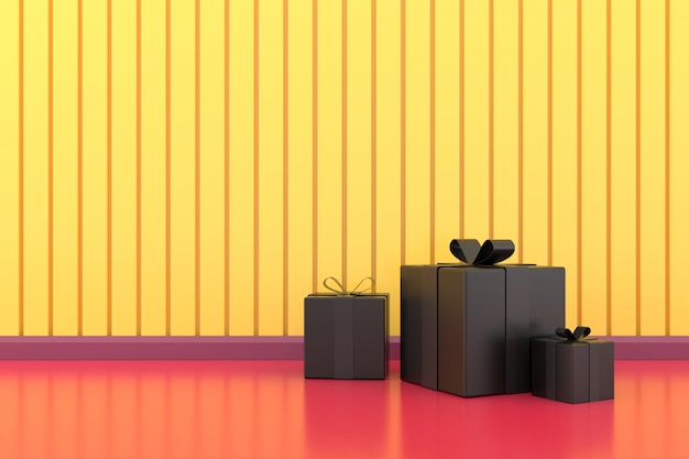 The black gift box. 3D rendering.