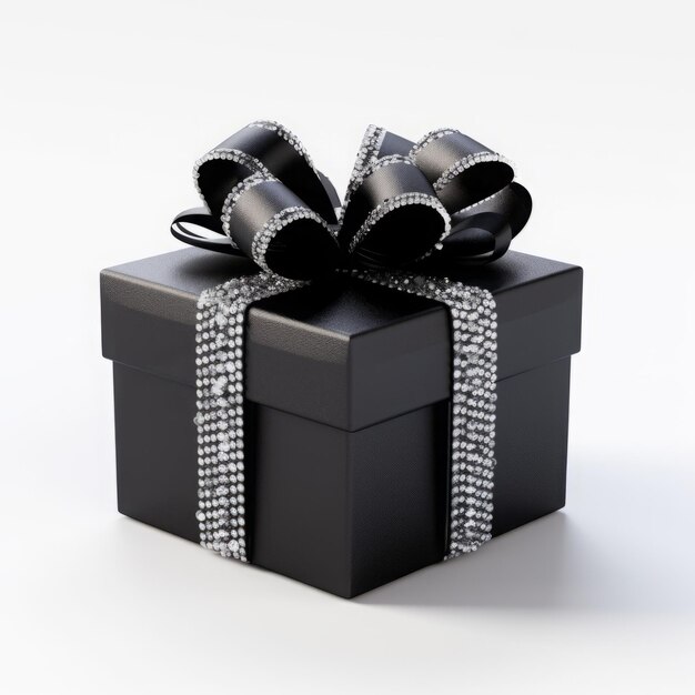 Photo black gift box on white background