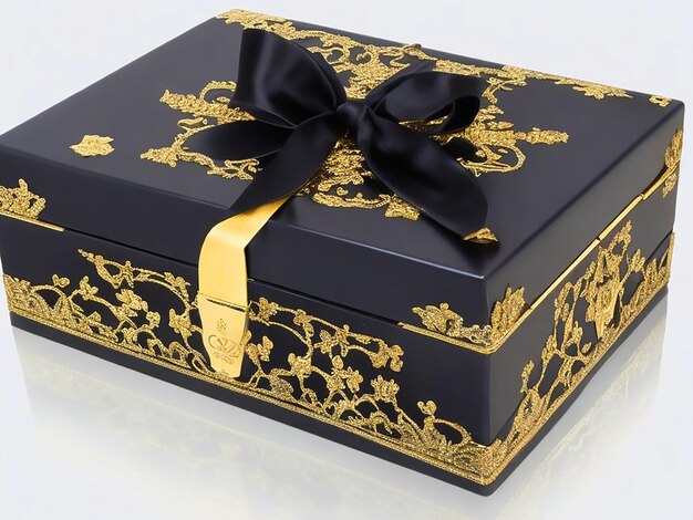 Photo black gift box with royale qeen design 4k image downloade