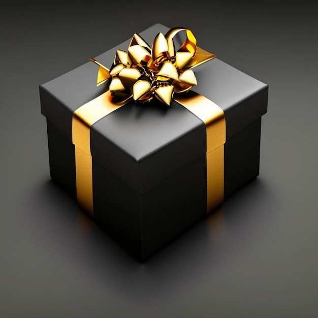 black gift with golden ribbon