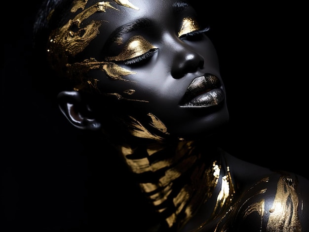 black girl beauty fashion by johnny moses in the style of dark silver and bronze