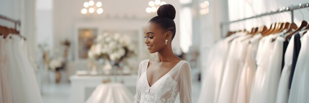 Photo black girl bride in wedding beauty salon