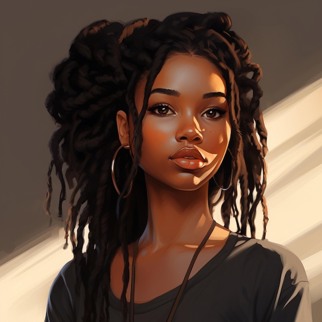 black girl realistic cartoon