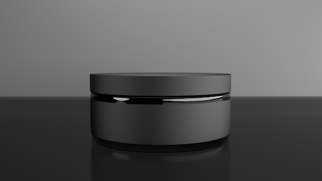 Black glass jar for cream. 3d rendering