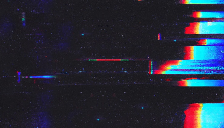 Photo black glitch effect texture display damage effect digital error on dark background