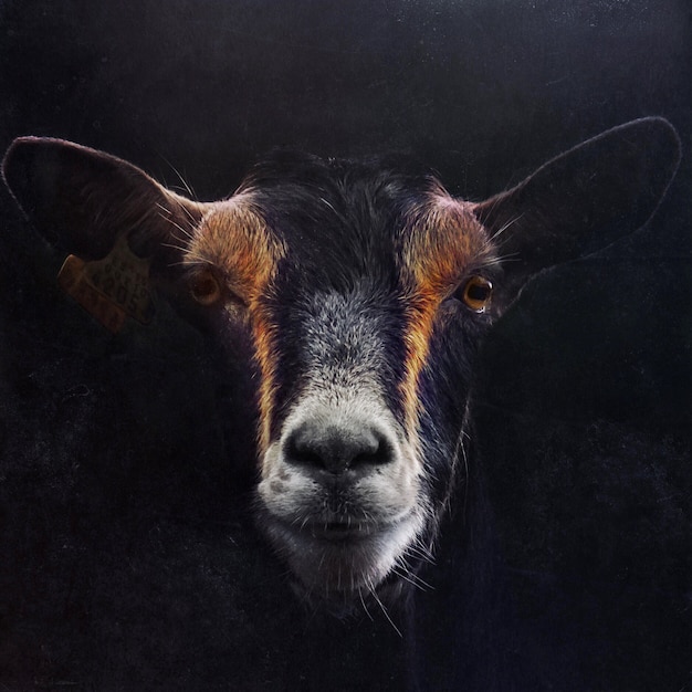 Photo the black goat portrait