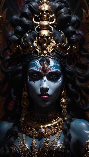 black goddess Kali with a skull